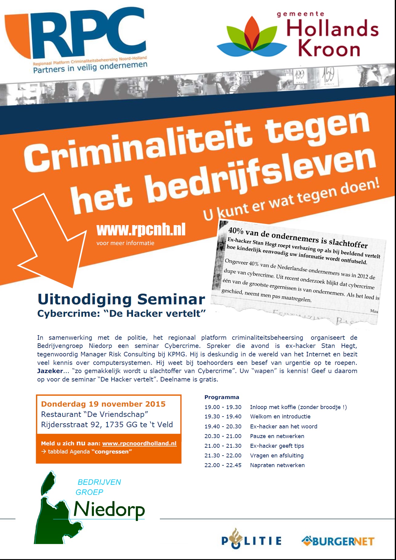 19 november 2015 Cybercrime avond Bedrijvengroep Niedorp