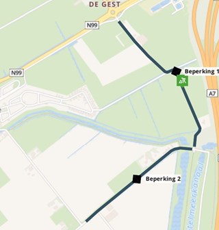 Wegafsluiting Zuid-Gesterweg en Nieuwlanderwg