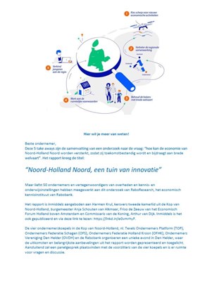 Uitnodiging presentatie rapport 'Noord-Holland Noord, een tuin van innovatie 1